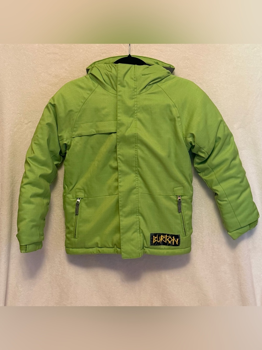 Burton Lime Green Hooded Ski/Snowboarding Winter Kids Jacket Size Medium (7-8)